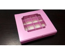 Коробка для конфет, 16 штук, розовая
