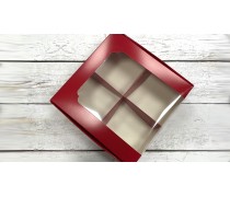 Коробка для десертов 20х20х6 см, красная
