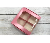 Коробка для десертов 20х20х6 см, розовая