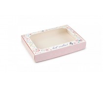Коробка для пряников 15х20х3 см, розовая с птичкой