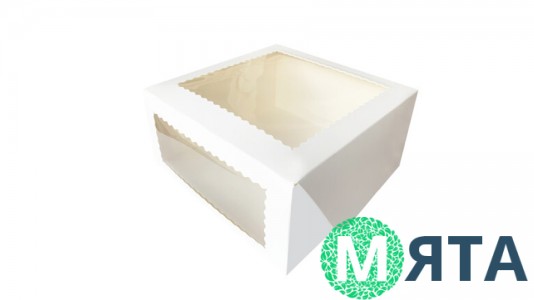 Коробка для торта 26х26х12 см с окном