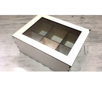 Деревянная коробка с окошком для 6 капкейков, Белая